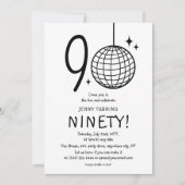 Invitation Minimal Doodle 90e Anniversaire Boule Disco  (Devant)
