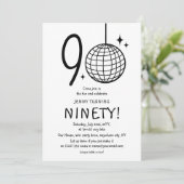 Invitation Minimal Doodle 90e Anniversaire Boule Disco  (Debout devant)