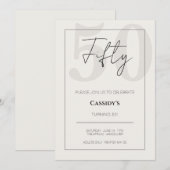 Invitation Minimal Elegant Fifty 50th Birthday Celebration (Devant / Derrière)