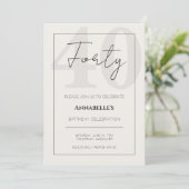 Invitation Minimal Elegant Forty 40th Birthday Celebration (Debout devant)