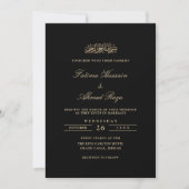 Invitation Minimal Elegant Gold Script Black Muslim Wedding (Devant)