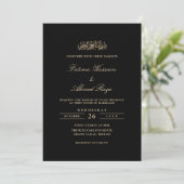 Invitation Minimal Elegant Gold Script Black Muslim Wedding (Debout devant)