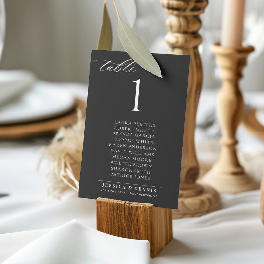 Invitation Minimal Elegant Script Wedding Table Seating Card