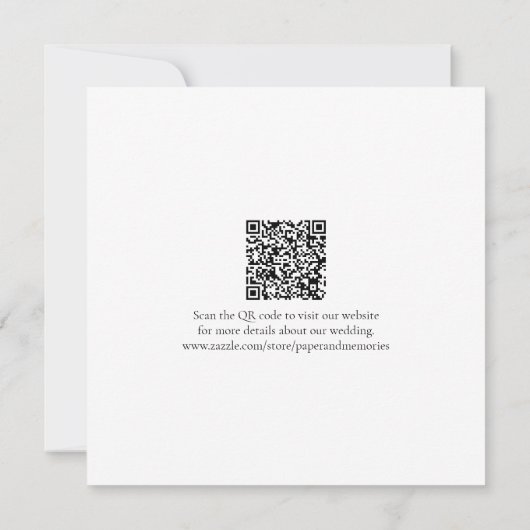 Invitation Minimal Enregistrer La Date QR Code Noir Blanc Mar (Dos)