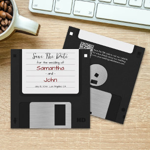 Invitation Minimal Enregistrer La Date Retro QR Code Funny Ma