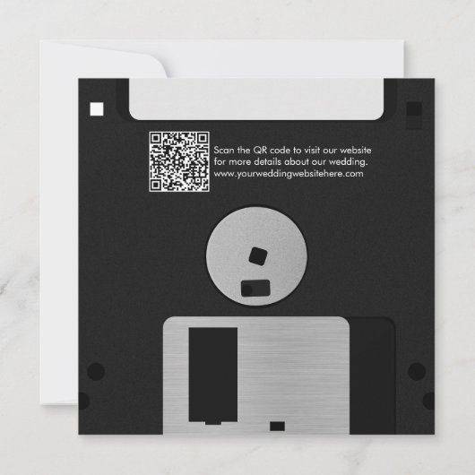 Invitation Minimal Enregistrer La Date Retro QR Code Funny Ma (Dos)