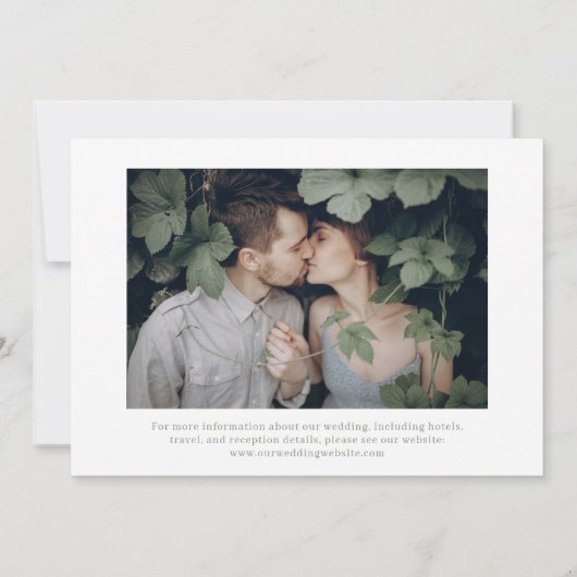 Invitation Minimal et chic | Blanc avec Mariage photo Sage (Dos)