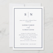 Invitation Minimal et chic blanc et marine | Dîner de répétit (Devant)