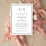 Invitation Minimal et chic | Dîner de répétition élégant<br><div class="desc">Ces mariages élégants et modernes invitent à dîner avec un design minimaliste simple en noir et blanc,  avec un cadre classique à la frontière. Ajoutez vos initiales ou votre monogramme pour les rendre complètement vôtres.</div>