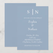 Invitation Minimal et chic | Dusty Blue Mariage (Devant / Derrière)