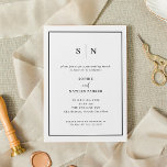 Invitation Minimal et chic | Élégant Brunch Post-Mariage<br><div class="desc">Ces élégantes invitations de brunch post-mariage modernes présentent un design de texte minimaliste simple en noir et blanc,  avec un cadre classique à la bordure. Ajoutez vos initiales ou votre monogramme pour les rendre complètement vôtres.</div>