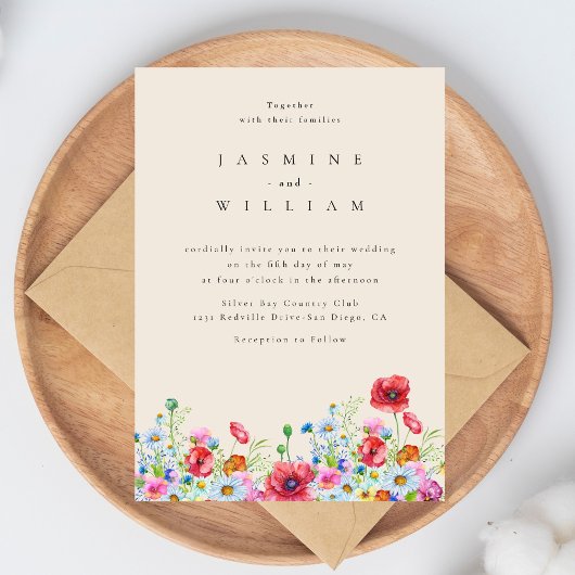 Invitation Minimal et chic | Fleur sauvage Boho Mariage