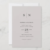 Invitation Minimal et chic | Gris doux et Mariage noir (Devant)