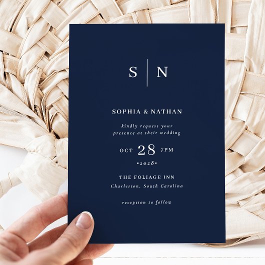 Invitation Minimal et chic | Mariage bleu marine