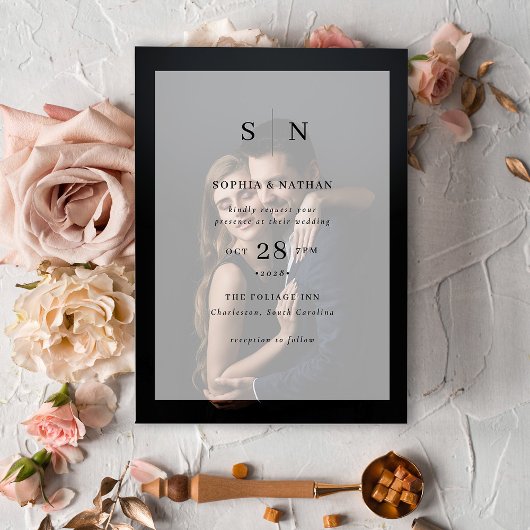 Invitation Minimal et chic | Mariage de superposition photo e