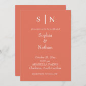 Invitation Minimal et chic | Mariage en terre cuite (Devant / Derrière)