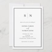 Invitation Minimal et chic | Mariage frontalier noir et blanc (Devant)