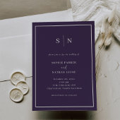 Invitation Minimal et chic | Mariage frontalier violet et bla