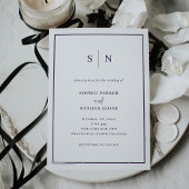 Invitation Minimal et chic | Mariage frontière blanc et viole