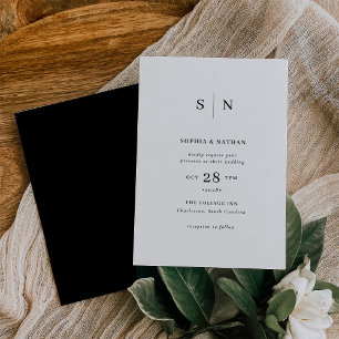 Invitation Minimal et chic Mariage inverse noir