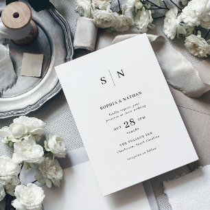Invitation Minimal et chic Mariage noir et blanc