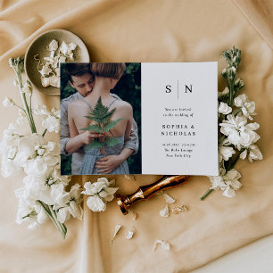Invitation Minimal et chic Mariage photo noir et blanc