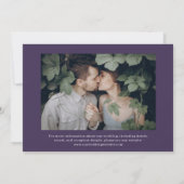 Invitation Minimal et chic | Mariage photo violet (Dos)