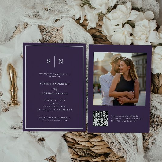 Invitation Minimal et chic | Photo du code QR de la partie En