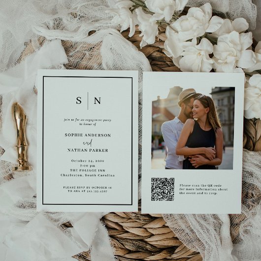 Invitation Minimal et chic | Photo du code QR de la partie En