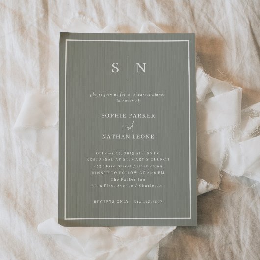 Invitation Minimal et chic | Soirée de répétition verte Sage
