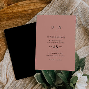 Invitation Minimal et chic   Terracotta et Mariage noir