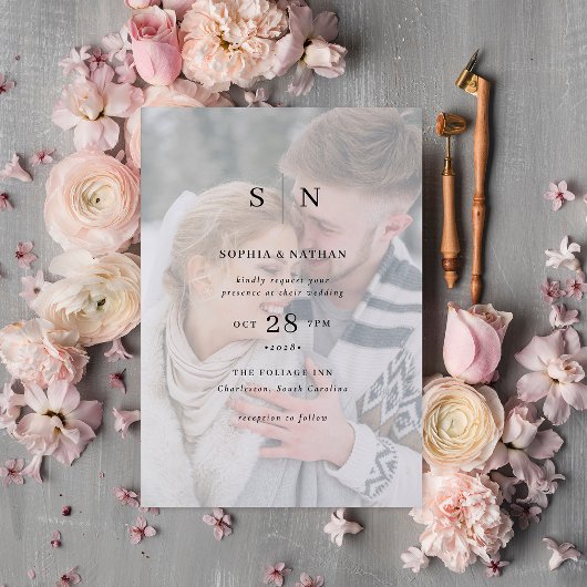 Invitation Minimal et chic | Votre photo avec Mariage superpo