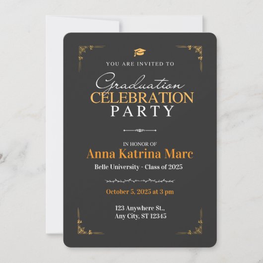 Invitation Minimal et moderne "Grad in Style (Devant)