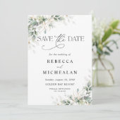 Invitation Minimal Eucalyptus Wedding Save The Date (Debout devant)