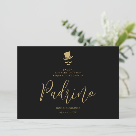 Invitation Minimal Exquisite Gorgeous Script Spanish Padrino (Debout devant)