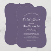 Invitation Minimal Feuille | Mariage Plum Pourpre  (Devant / Derrière)