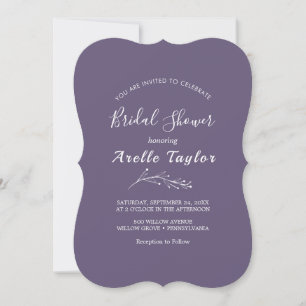 Invitation Minimal Feuille   Mariage Plum Pourpre 