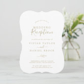 Invitation Minimal Feuille | Réception de Mariage en Or (Debout devant)