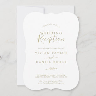 Invitation Minimal Feuille Réception de Mariage en Or