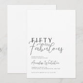 Invitation Minimal Fifty and Fabulous 50th Birthday (Devant / Derrière)