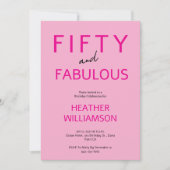 Invitation Minimal Fifty and Fabulous 50th Birthday (Devant)