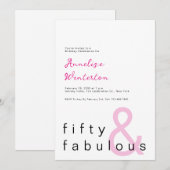 Invitation Minimal Fifty and Fabulous 50th Birthday (Devant / Derrière)