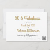 Invitation Minimal Fifty and Fabulous 50th Birthday  (Devant)
