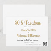Invitation Minimal Fifty and Fabulous 50th Birthday  (Devant / Derrière)