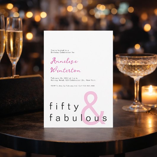 Invitation Minimal Fifty and Fabulous 50th Birthday