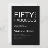 Invitation Minimal Fifty and Fabulous 50th Birthday Party (Devant)