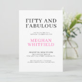 Invitation Minimal Fifty and Fabulous 50th Birthday Party (Debout devant)