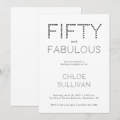 Invitation Minimal Fifty and Fabulous 50th Birthday Party (Devant / Derrière)