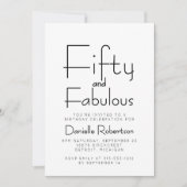 Invitation Minimal Fifty and Fabulous 50th Birthday Party (Devant)