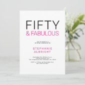Invitation Minimal Fifty and Fabulous 50th Birthday Party (Debout devant)